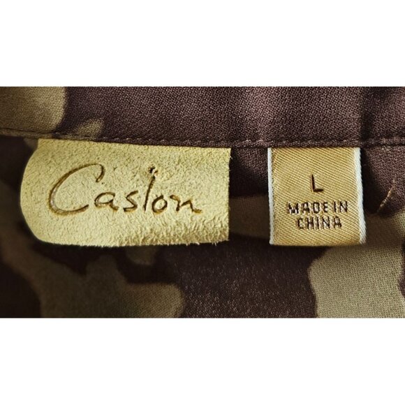 Caslon woman Size L 100% Silk Blouse Dark Floral Old Money Ruffle Sleeve Buttons - Picture 5 of 7